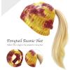 image:imageWomen Beanie for Tie Dye amp Leopard amp Ponytail Cuffed Knit Viscose Acrylic Unisex Slouch Style Winter Hat4 Ponytail  Color 2