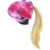 image:imageWomen Beanie for Tie Dye amp Leopard amp Ponytail Cuffed Knit Viscose Acrylic Unisex Slouch Style Winter Hat4 Ponytail  Color 6