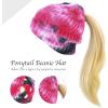 image:imageWomen Beanie for Tie Dye amp Leopard amp Ponytail Cuffed Knit Viscose Acrylic Unisex Slouch Style Winter Hat4 Ponytail  Color 6