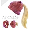 image:imageWomen Beanie for Tie Dye amp Leopard amp Ponytail Cuffed Knit Viscose Acrylic Unisex Slouch Style Winter Hat4 Ponytail  Color 7
