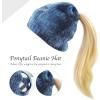 image:imageWomen Beanie for Tie Dye amp Leopard amp Ponytail Cuffed Knit Viscose Acrylic Unisex Slouch Style Winter Hat4 Ponytail  Color 8