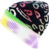 image:imageWomen Beanie for Tie Dye amp Leopard amp Ponytail Cuffed Knit Viscose Acrylic Unisex Slouch Style Winter Hat5 Leopard  Color 1