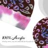 image:imageWomen Beanie for Tie Dye amp Leopard amp Ponytail Cuffed Knit Viscose Acrylic Unisex Slouch Style Winter Hat5 Leopard  Color 2