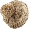 image:imageWomen and Men Beanie Daily Winter Oversized Thick Stretchy Knitted Pom Pom Beanie Fleece Lined Beanie Hat1 Curly Khaki