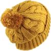 image:imageWomen and Men Beanie Daily Winter Oversized Thick Stretchy Knitted Pom Pom Beanie Fleece Lined Beanie Hat1 Curly Mustard W Label