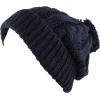 image:imageWomen and Men Beanie Daily Winter Oversized Thick Stretchy Knitted Pom Pom Beanie Fleece Lined Beanie Hat1 Curly Navy