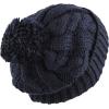 image:imageWomen and Men Beanie Daily Winter Oversized Thick Stretchy Knitted Pom Pom Beanie Fleece Lined Beanie Hat1 Curly Navy