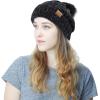 image:imageWomen and Men Beanie Daily Winter Oversized Thick Stretchy Knitted Pom Pom Beanie Fleece Lined Beanie Hat3 Chenille Black