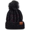 image:imageWomen and Men Beanie Daily Winter Oversized Thick Stretchy Knitted Pom Pom Beanie Fleece Lined Beanie Hat3 Chenille Black