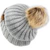 image:imageWomen and Men Beanie Daily Winter Oversized Thick Stretchy Knitted Pom Pom Beanie Fleece Lined Beanie Hat3 Metallic Grey