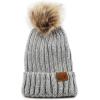 image:imageWomen and Men Beanie Daily Winter Oversized Thick Stretchy Knitted Pom Pom Beanie Fleece Lined Beanie Hat3 Metallic Grey