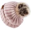 image:imageWomen and Men Beanie Daily Winter Oversized Thick Stretchy Knitted Pom Pom Beanie Fleece Lined Beanie Hat3 Metallic Pink