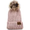 image:imageWomen and Men Beanie Daily Winter Oversized Thick Stretchy Knitted Pom Pom Beanie Fleece Lined Beanie Hat3 Metallic Pink