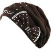 image:imageWomens Handmade Rhinestone Warm Baggy Fleece Lined Slouch BeanieampVisor Hat2 Ribbon2  Brown