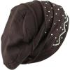 image:imageWomens Handmade Rhinestone Warm Baggy Fleece Lined Slouch BeanieampVisor Hat2 Ribbon2  Brown