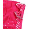 image:imageWomens Handmade Rhinestone Warm Baggy Fleece Lined Slouch BeanieampVisor Hat2 Ribbon2  Hot Pink