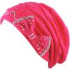 image:imageWomens Handmade Rhinestone Warm Baggy Fleece Lined Slouch BeanieampVisor Hat2 Ribbon2  Hot Pink
