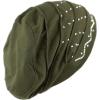 image:imageWomens Handmade Rhinestone Warm Baggy Fleece Lined Slouch BeanieampVisor Hat2 Ribbon2  Olive