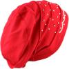image:imageWomens Handmade Rhinestone Warm Baggy Fleece Lined Slouch BeanieampVisor Hat2 Ribbon2  Red