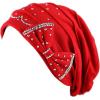 image:imageWomens Handmade Rhinestone Warm Baggy Fleece Lined Slouch BeanieampVisor Hat2 Ribbon2  Red