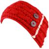 image:imageTHE HAT DEPOT Womens Cable Knit Hand Made Headband With Button Detail Red