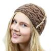 image:imageTHE HAT DEPOT Womens Hand Made Cable Knit Hand Made Headband With Button Detail Khaki