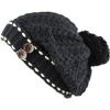 image:imageThe Hat Depot 1000CMHWomens Knit Beanie with Buttons and Pom Pom Winter HatBlack