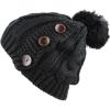 image:imageThe Hat Depot 1000CMHWomens Knit Beanie with Buttons and Pom Pom Winter HatBlack2