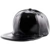 image:imageThe Hat Depot 1300 Plain Faux Leather Snapback Baseball One SizeCapBlack