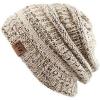 image:imageThe Hat Depot 700 Exclusive Unisex Two Tone Stretch Cable Knit Beanie Slouch Hat
