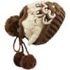 image:imageThe Hat Depot 700whwa12 Celeb Style Shiny Stone Pom Pom Hand Made Knit HatBrown