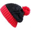 image:imageThe Hat Depot Thick Womens Sherpa Lining Winter Beanie with Pearl Decoration Knit HatBlackred