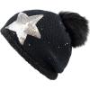 image:imageThe Hat Depot Winter Shiny Star Faux Fur Pom Pom Knit Beanie Skully Ski HatBlack