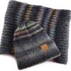 image:imageThe Hat Depot Winter Warm Knit Infinity Loop Scarf And Cuff Beanie Hat Bundle SetBlack