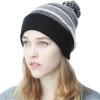 image:imageWinter Knit Beanie Hat with Pom Pom  Warm Cuffed Slouch Ski Cap for Men amp Women1black and Grey With Pom