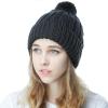 image:imageWomen and Men Beanie Daily Winter Oversized Thick Stretchy Knitted Pom Pom Beanie Fleece Lined Beanie Hat1 Curly Black