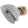 image:imageWomen and Men Beanie Daily Winter Oversized Thick Stretchy Knitted Pom Pom Beanie Fleece Lined Beanie Hat3 Metallic Grey