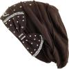 image:imageWomens Handmade Rhinestone Warm Baggy Fleece Lined Slouch BeanieampVisor Hat2 Ribbon2  Brown