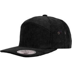 image:image7 Panel Corduroy Cap  Structured Cotton Snapback Flat Bill Adjustable Unisex Streetwear HatBlack