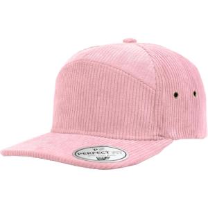 image:image7 Panel Corduroy Cap  Structured Cotton Snapback Flat Bill Adjustable Unisex Streetwear HatLight Pink