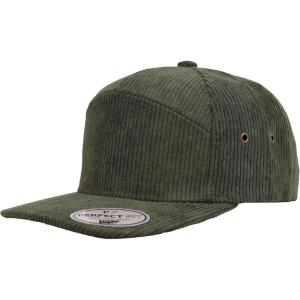 image:image7 Panel Corduroy Cap  Structured Cotton Snapback Flat Bill Adjustable Unisex Streetwear HatOlive