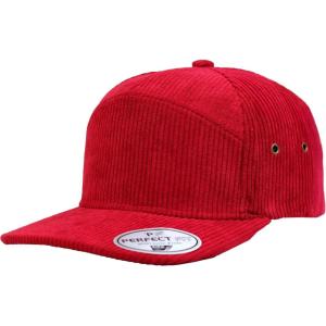image:image7 Panel Corduroy Cap  Structured Cotton Snapback Flat Bill Adjustable Unisex Streetwear HatRed