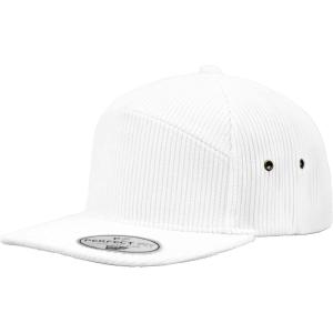 image:image7 Panel Corduroy Cap  Structured Cotton Snapback Flat Bill Adjustable Unisex Streetwear HatWhite