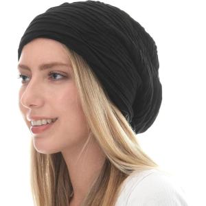 image:imageChemo Slouchy Style Baggy Beanie Cancer Headwear for Women Fleece Lining Winter Hat6 2800  Black