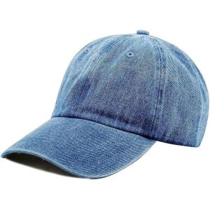 image:imageCotton Baseball Cap Dad Hat  Washed Low Profile Adjustable Hat for Men Women Casual Outdoor Running GolfBlue Denim
