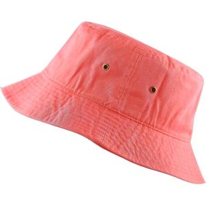 image:imageCotton Bucket Hat Packable Sun Hat  Unisex Summer Travel Beach Fisherman Hat for Men Women Outdoor Fishing HikingCoral