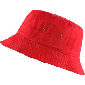 image:imageCotton Bucket Hat Packable Sun Hat  Unisex Summer Travel Beach Fisherman Hat for Men Women Outdoor Fishing HikingRed