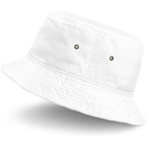 image:imageCotton Bucket Hat Packable Sun Hat  Unisex Summer Travel Beach Fisherman Hat for Men Women Outdoor Fishing HikingWhite