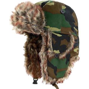 image:imageFaux Fur Safety Reflective Aviator Trapper Hat Snow Ski Trooper Winter Cap1 Plain  Wood Camo