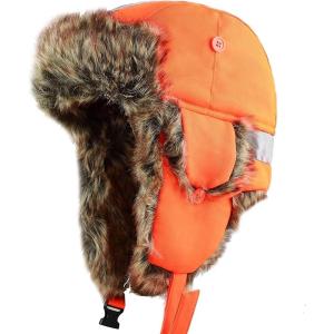 image:imageFaux Fur Safety Reflective Aviator Trapper Hat Snow Ski Trooper Winter Cap1 Reflective  Blaze Orange